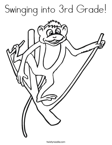 Swinging into 3rd Grade Coloring Page - Twisty Noodle
