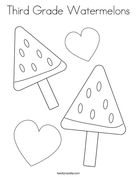 Third Grade Watermelons Coloring Page - Twisty Noodle