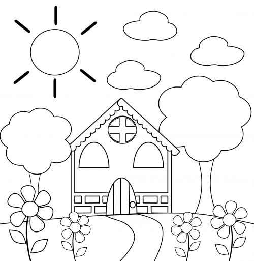 Preschool Coloring Page - House - KidsPressMagazine.com