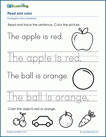 Printing and Coloring Worksheets for Kindergarten Students | Worsheets library...