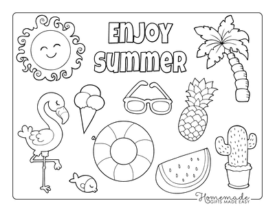 Free Summer Coloring Pages for Kids &  Adults
