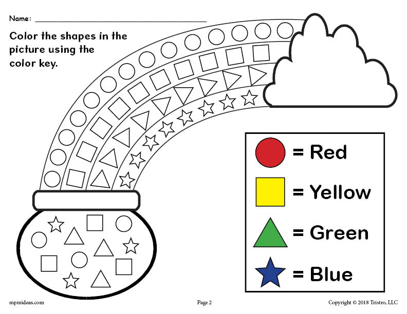 Printable St. Patricks Day Shapes Coloring Worksheet!