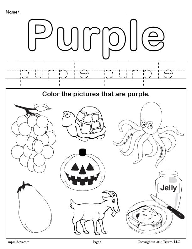 Color Purple Worksheet