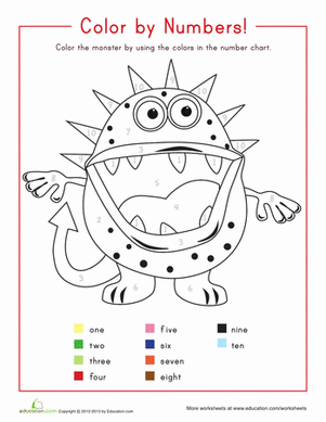 colour by number worksheet