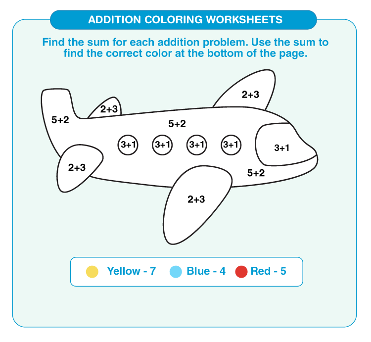 Addition Coloring Worksheets | Download Free Printables
