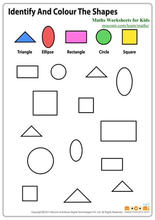 Identify and Colour the Shapes - Maths Worksheets for Kids ...