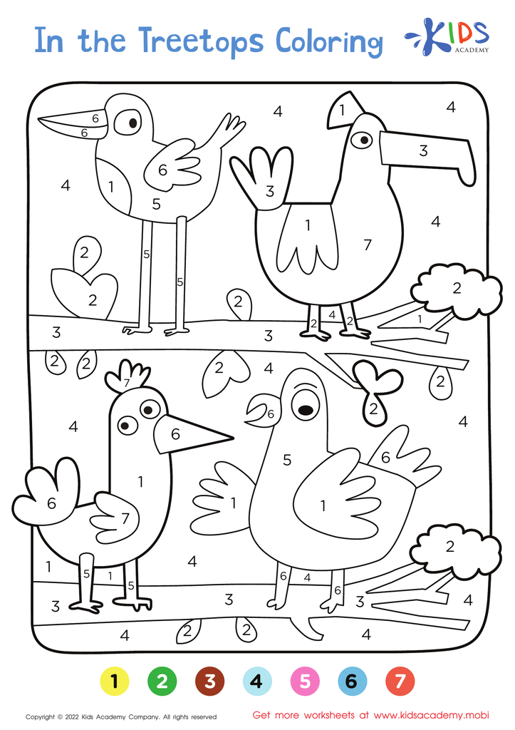In the Treetops - Coloring by Numbers for Kids
