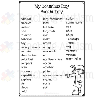 Christopher Columbus Day Word Search Worksheets