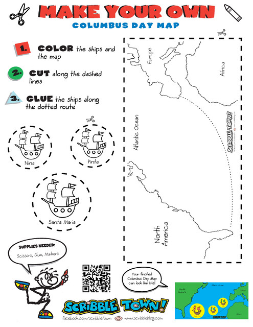Columbus Day Scribble Map Worksheet | Scribble Town download… | Flickr