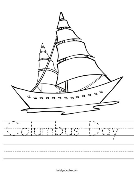 Columbus Day Worksheet - Twisty Noodle