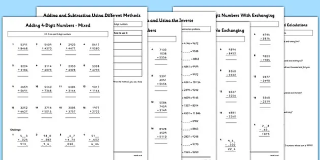 Addition And Subtraction Worksheets - Maths - 3-4 - Twinkl