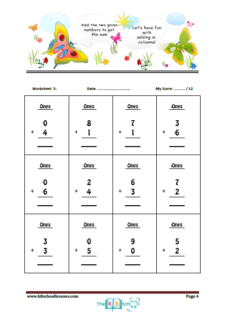 column addition worksheet