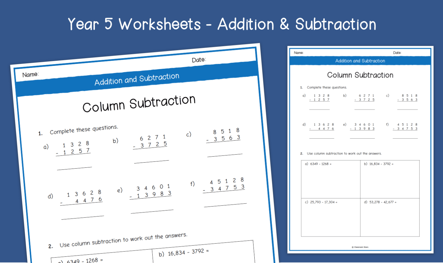 Year 3 Column Subtraction Worksheets KS2 Subtraction Primary Worksheets Library