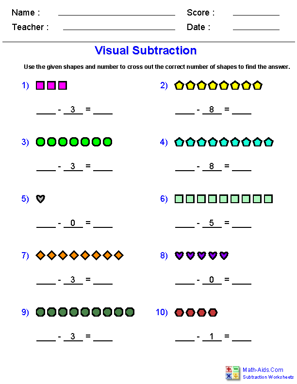 Subtraction Worksheets | Dynamically Created Subtraction Worksheets