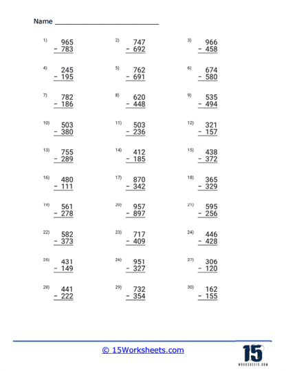 Regrouping Subtraction Worksheets - 15 Worksheets Library