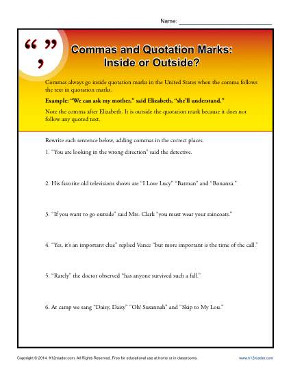 Commas and Quotation Marks: Inside or Outside? | Punctuation ...