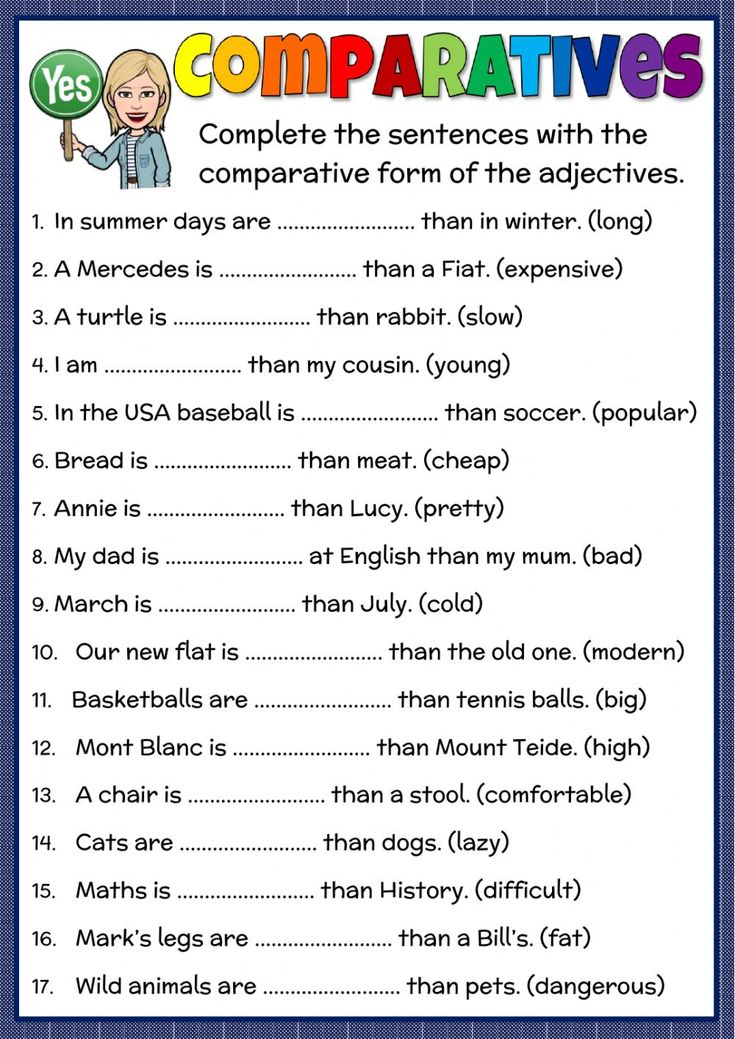 Comparatives - practice worksheet