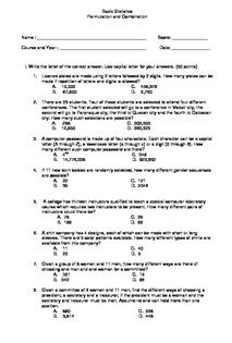 Probability and Statistics Multiple Choice on Permutation and ...