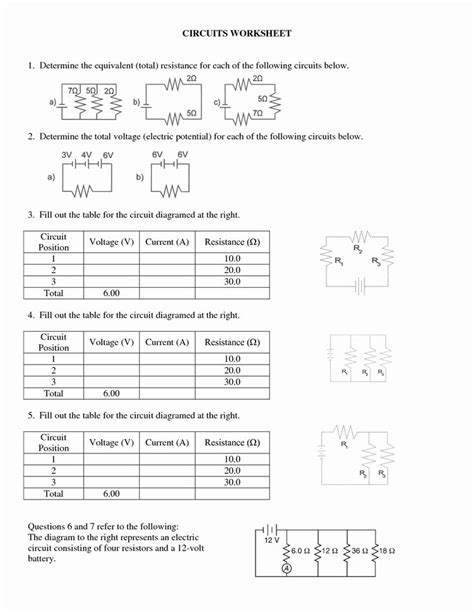 Combination Circuits Worksheet
