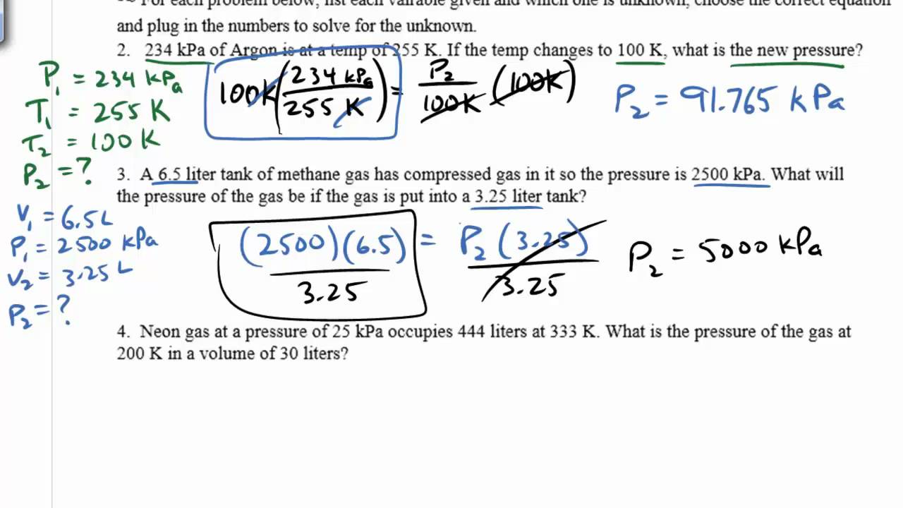 combined gas law problems worksheet