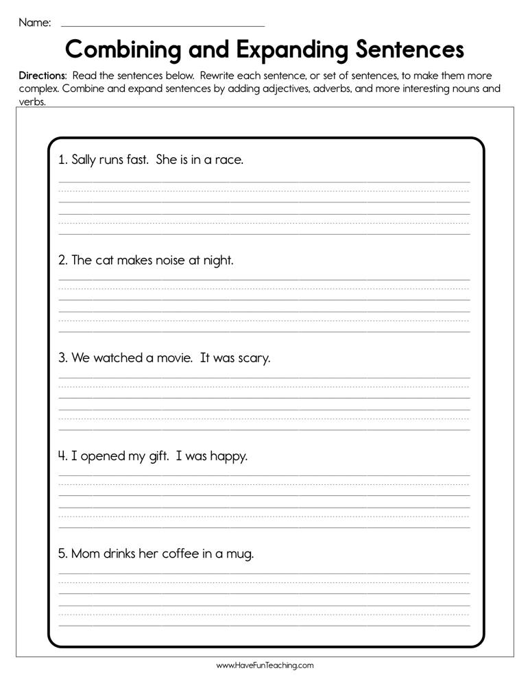 combining sentences using and or but worksheet