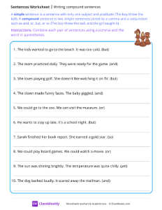 Writing compound sentences - Chess pieces | Worksheet ...