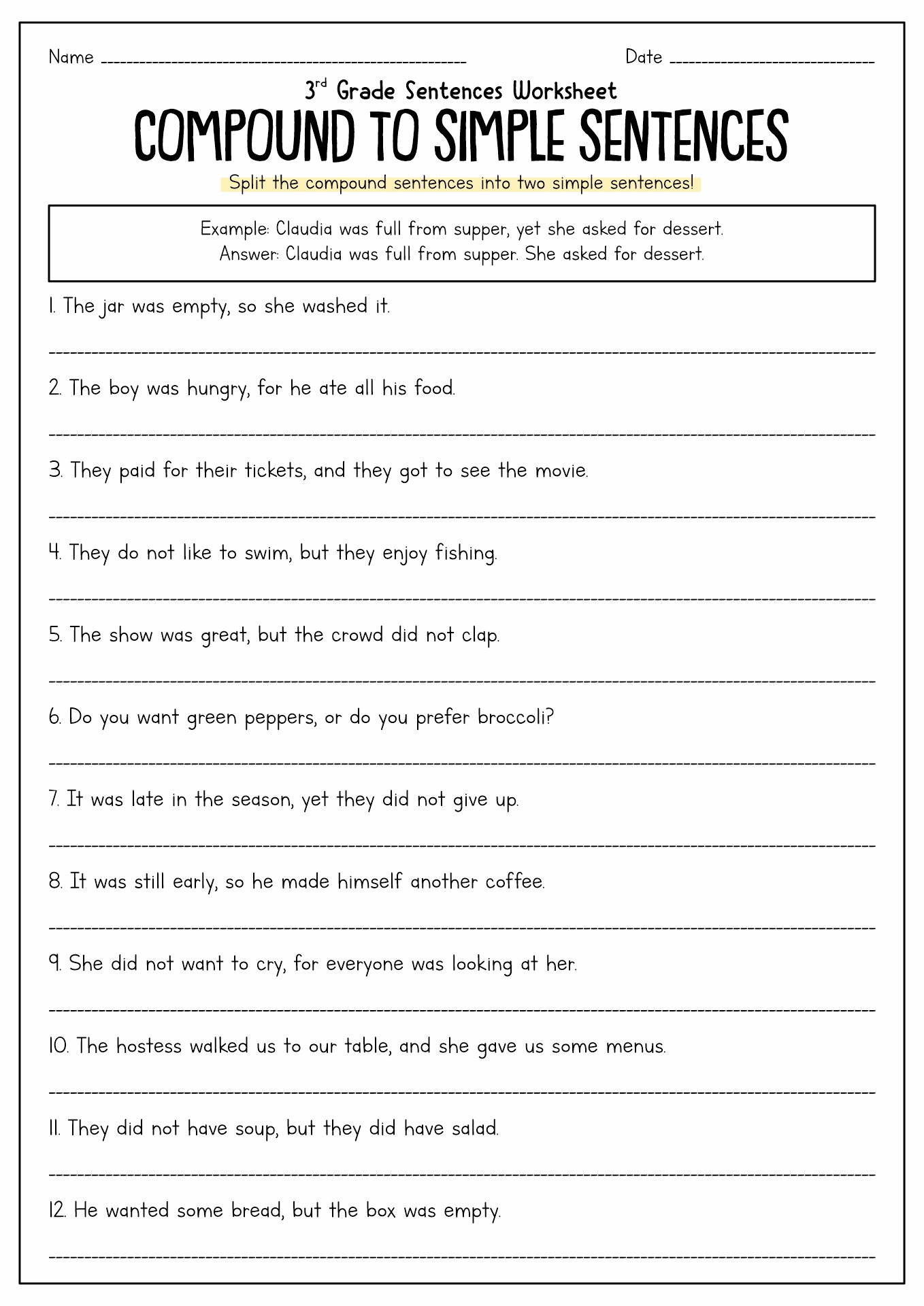 15 Complex Sentence Worksheets 7th Grade - Free PDF at worksheeto.com