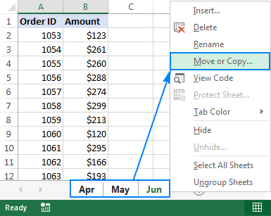 combining worksheet in excel
