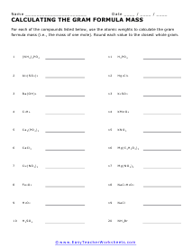 Chemical Reactions Worksheets