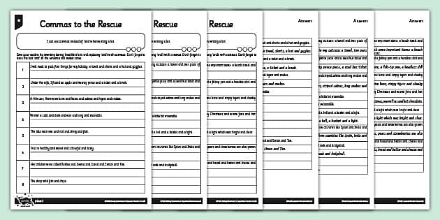 comma exercises worksheet