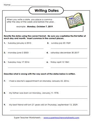 Using Commas: Worksheets