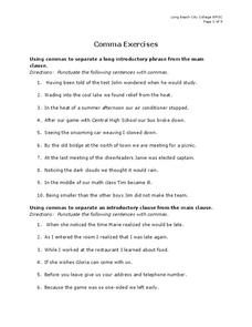 Comma Exercises Worksheet for 3rd - 5th Grade | Lesson Planet