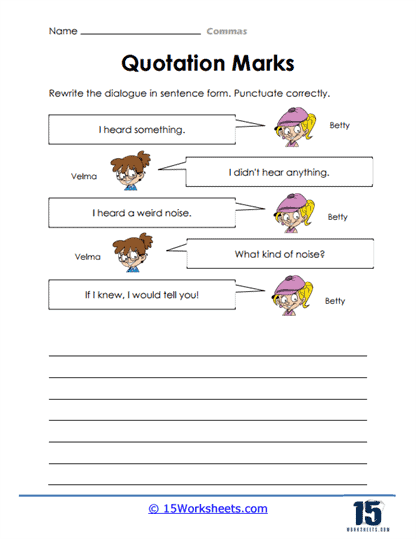 comma punctuation worksheet
