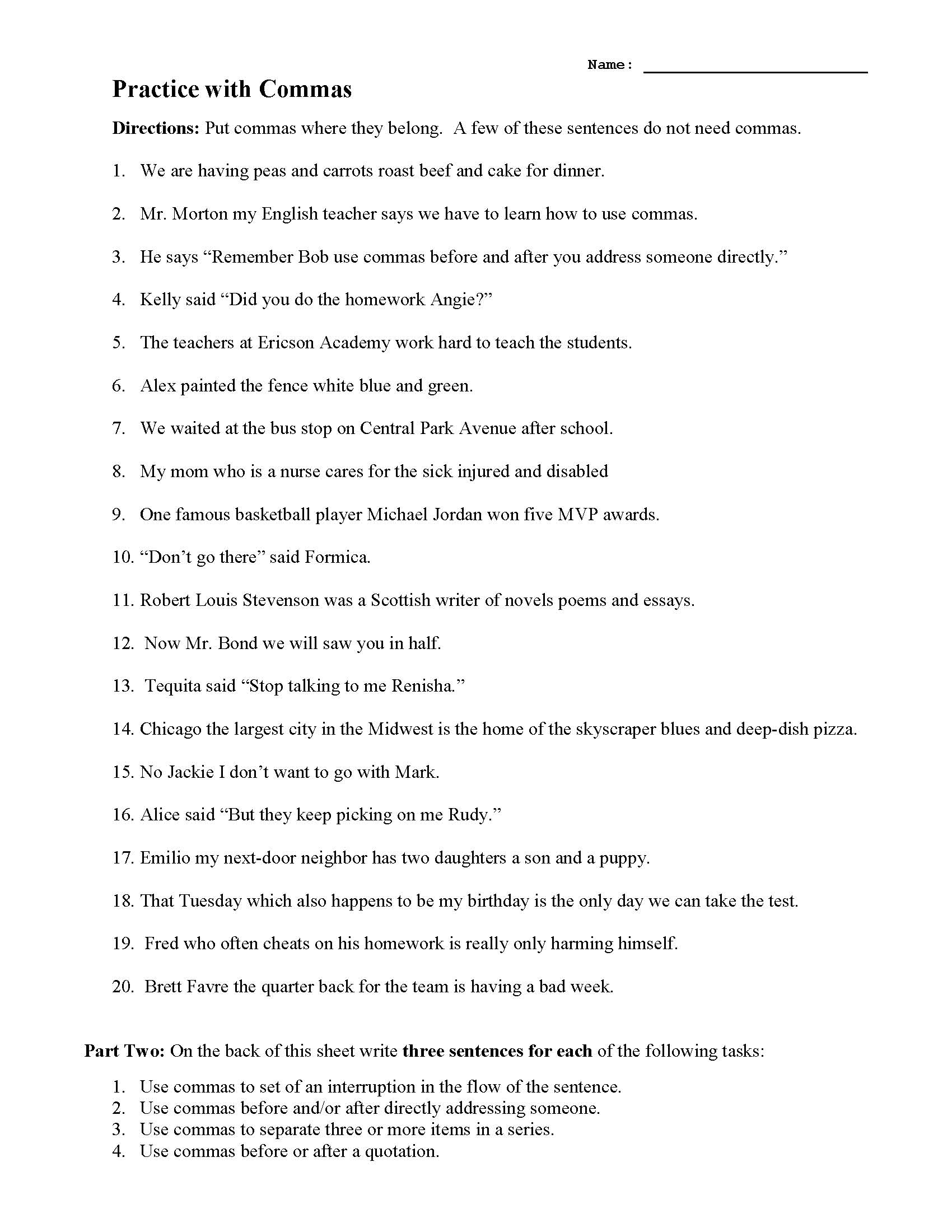 Practice with Commas | Preview