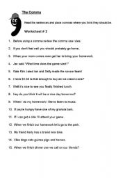 English worksheets: comma´s usage worksheet