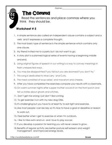 Comma-Worksheet-5 Worksheets