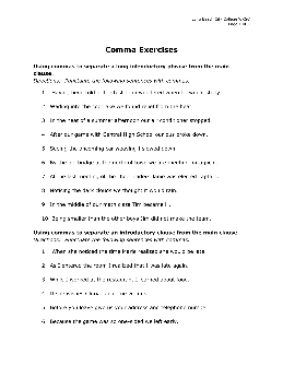 comma worksheet for college students