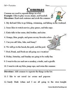 Comma Lesson Plans &  Worksheets :: 265 - 288