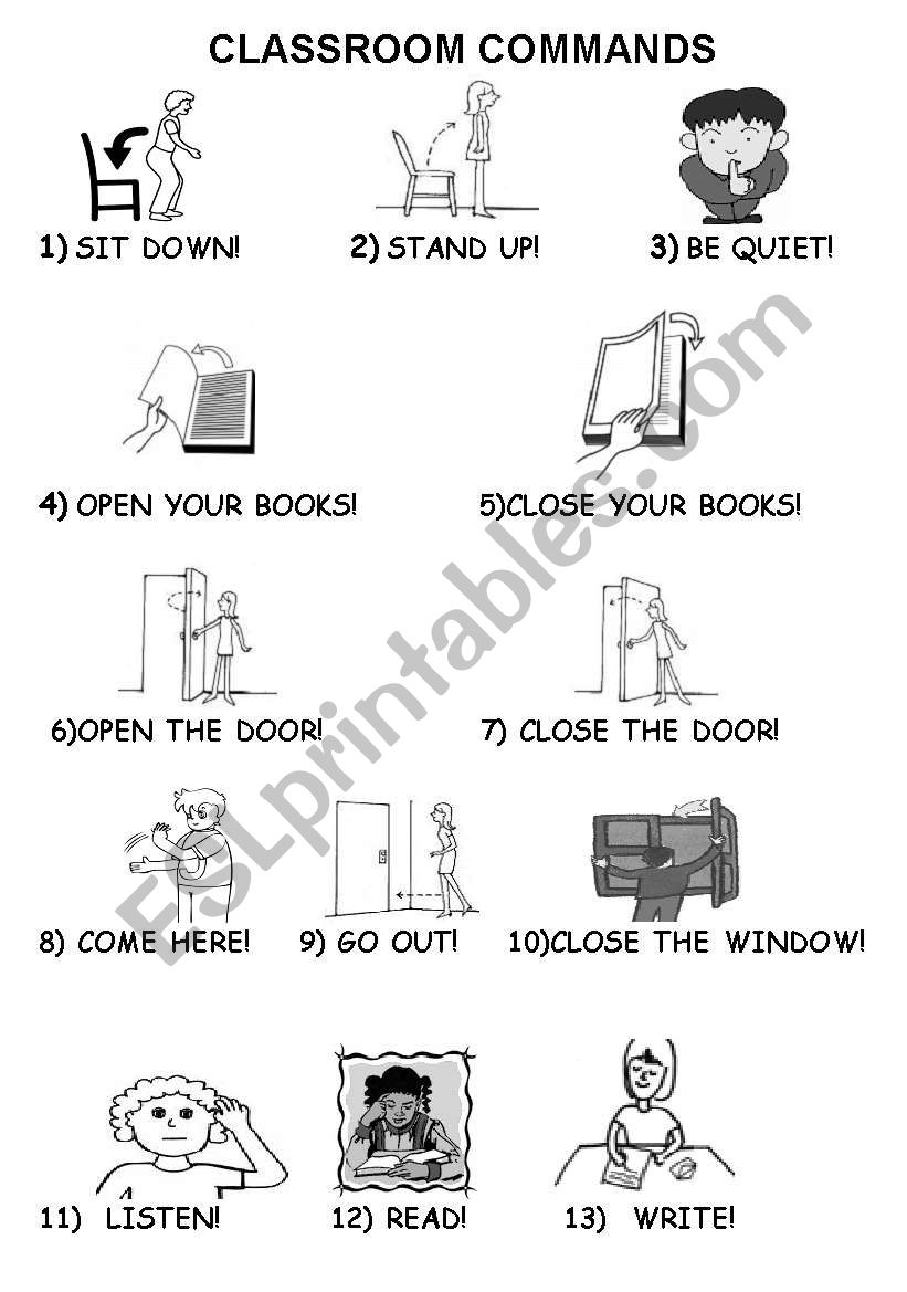 clasroom commands - ESL worksheet by abraham80