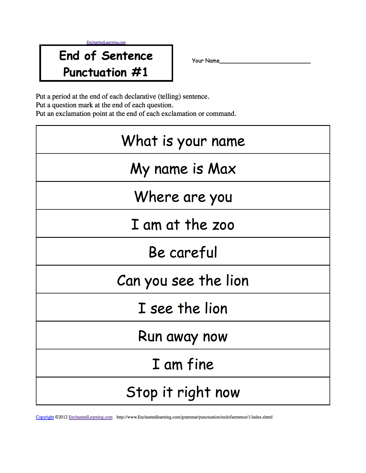 commands and exclamations worksheet for 2nd grade