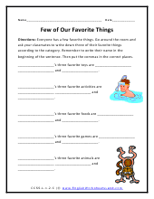Using Commas in Dates and with Single Words Worksheets