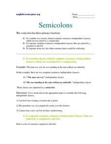 commas semicolons and colons worksheet