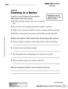 Using Commas in a Series Lesson Plans &  Worksheets