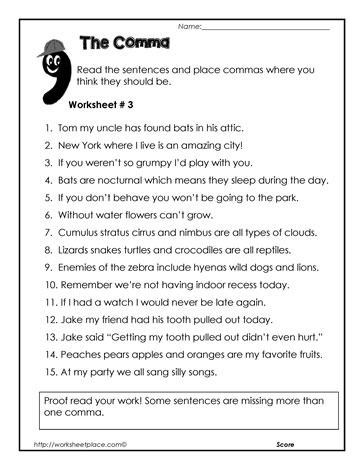 Comma-Worksheet-3 Worksheets