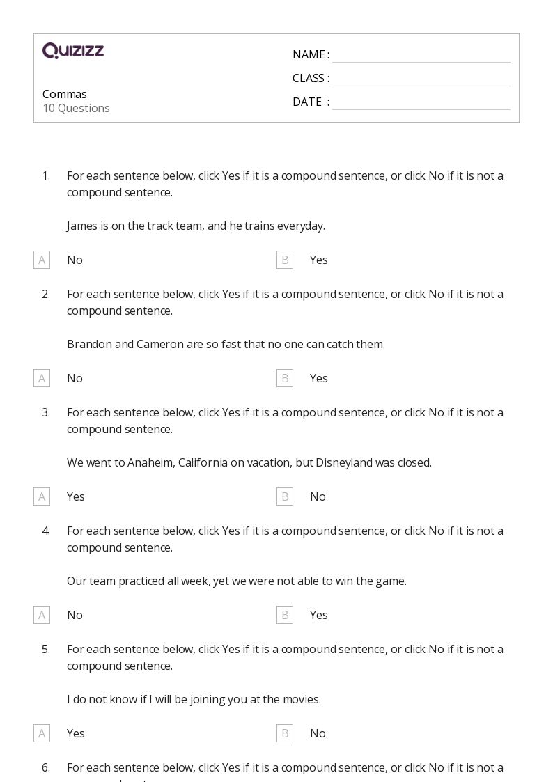 50+ Commas worksheets for 4th Grade on Quizizz | Free &  Printable