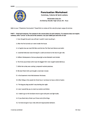 Punctuation Worksheets High School Pdf - Fill Online, Printable ...