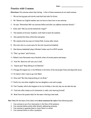 Comma Rules Worksheet Pdf - Fill Online, Printable, Fillable ...