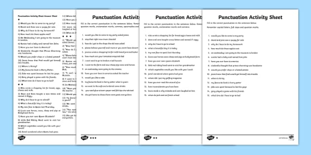 Complete The Sentence Punctuation Worksheet — KS2 - Twinkl