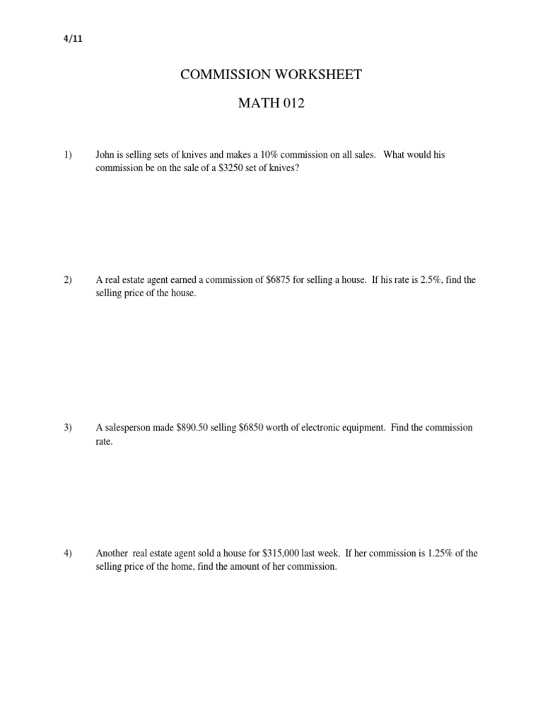 commission worksheet