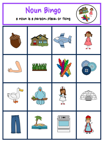 common and proper noun bingo